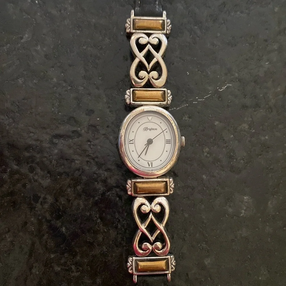 Brighton‎ Champagne silver and gold leather banded watch
